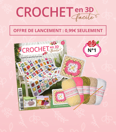 Crochet en 3D facile - Offre de lancement : 0,99€ seulement. Apprenez l’art du crochet et réalisez pas-à-pas un magnifique plaid en fleurs 3D ! Je fonce, nouvel onglet